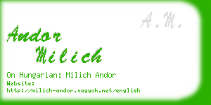 andor milich business card